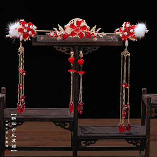 马面裙头饰发簪古风女童新中式国风汉服发钗小女孩新年高级感配饰