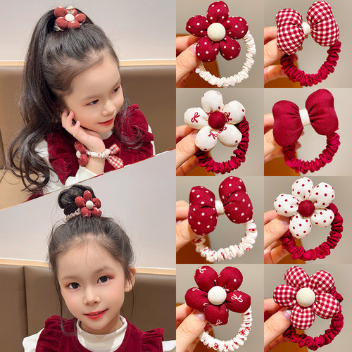 儿童可爱红色花朵发绳