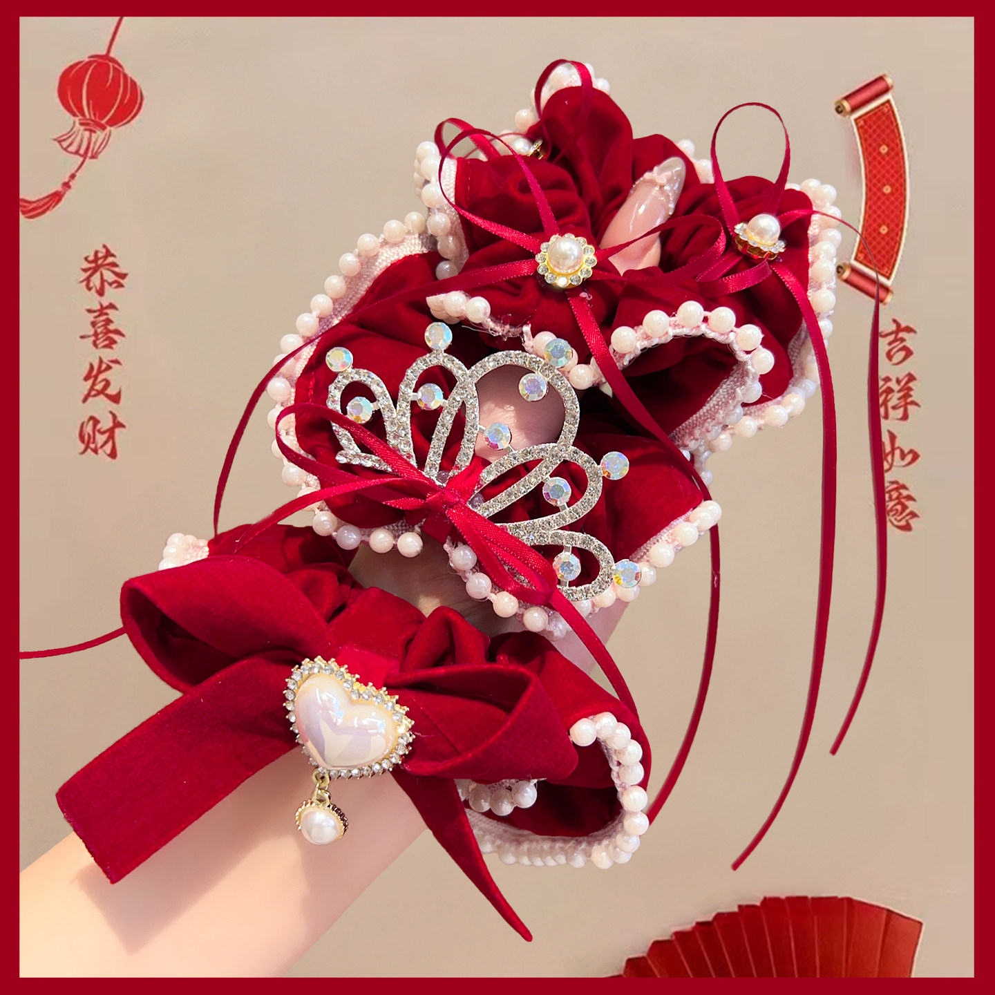 皇冠头饰公主儿童发绳喜庆宝宝红色发饰女童新年大肠发圈头绳皮筋,童装/婴儿装/亲子装,发饰,淘宝优惠券,粉丝福利购,淘宝优惠卷