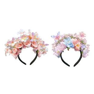 儿童簪花发箍手工蘸花出游花环头饰女孩花朵发饰头花女童汉服发饰