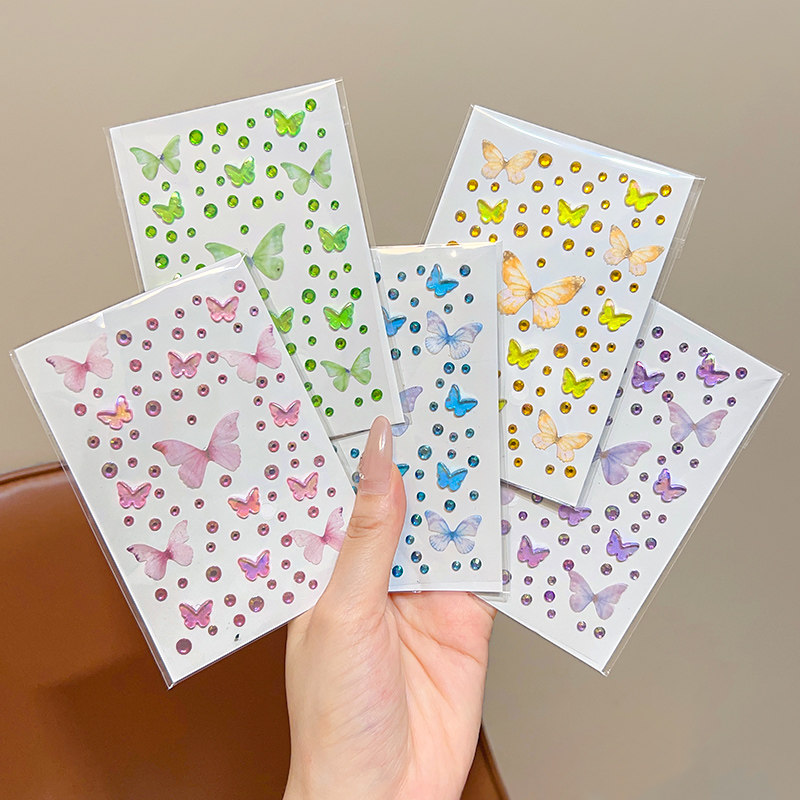 儿童化妆亮片贴脸钻石贴纸蝴蝶脸贴水钻女童脸部装饰舞台宝石脸贴眼影