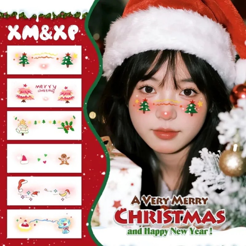2025新款圣诞节装饰脸贴妆容面贴