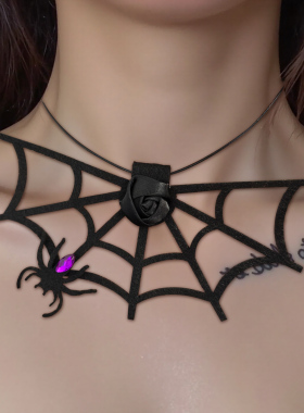 万圣节蜘蛛项链cos装扮配饰少女暗黑搞怪派对装饰拍照道具锁骨链