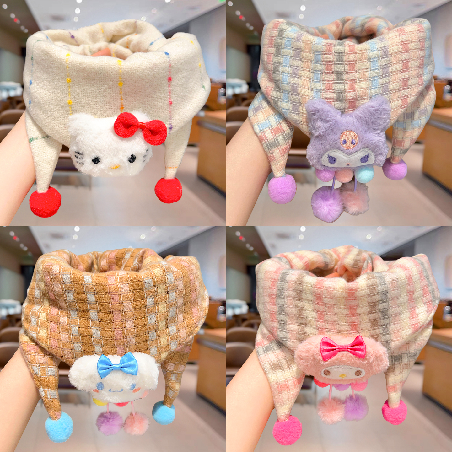 新款可爱小动物男女童外出三角巾