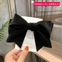 Короткая черная большая заколка для волос с бантиком