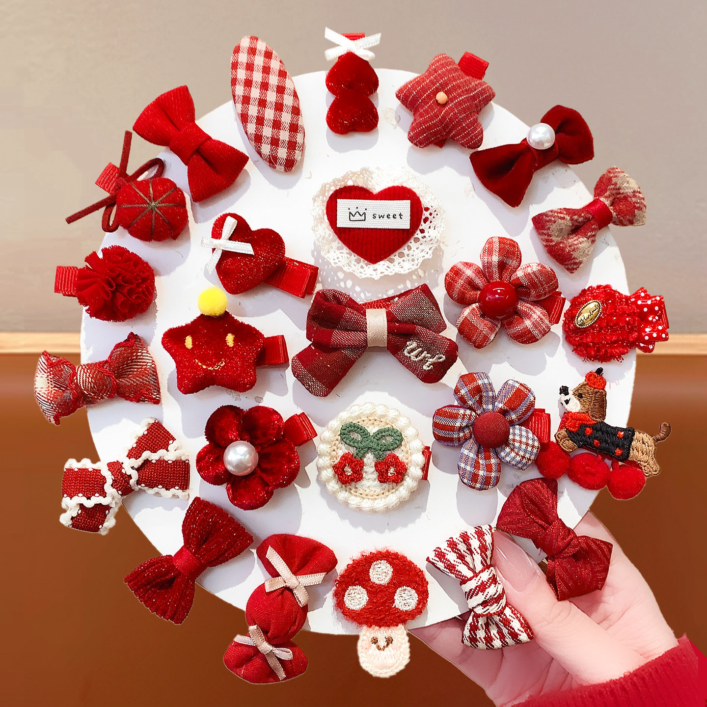 新年婴儿发夹婴幼儿包布汗毛夹红色可爱宝宝胎毛发卡儿童不伤发饰,童装/婴儿装/亲子装,发饰,淘宝优惠券,粉丝福利购,淘宝优惠卷