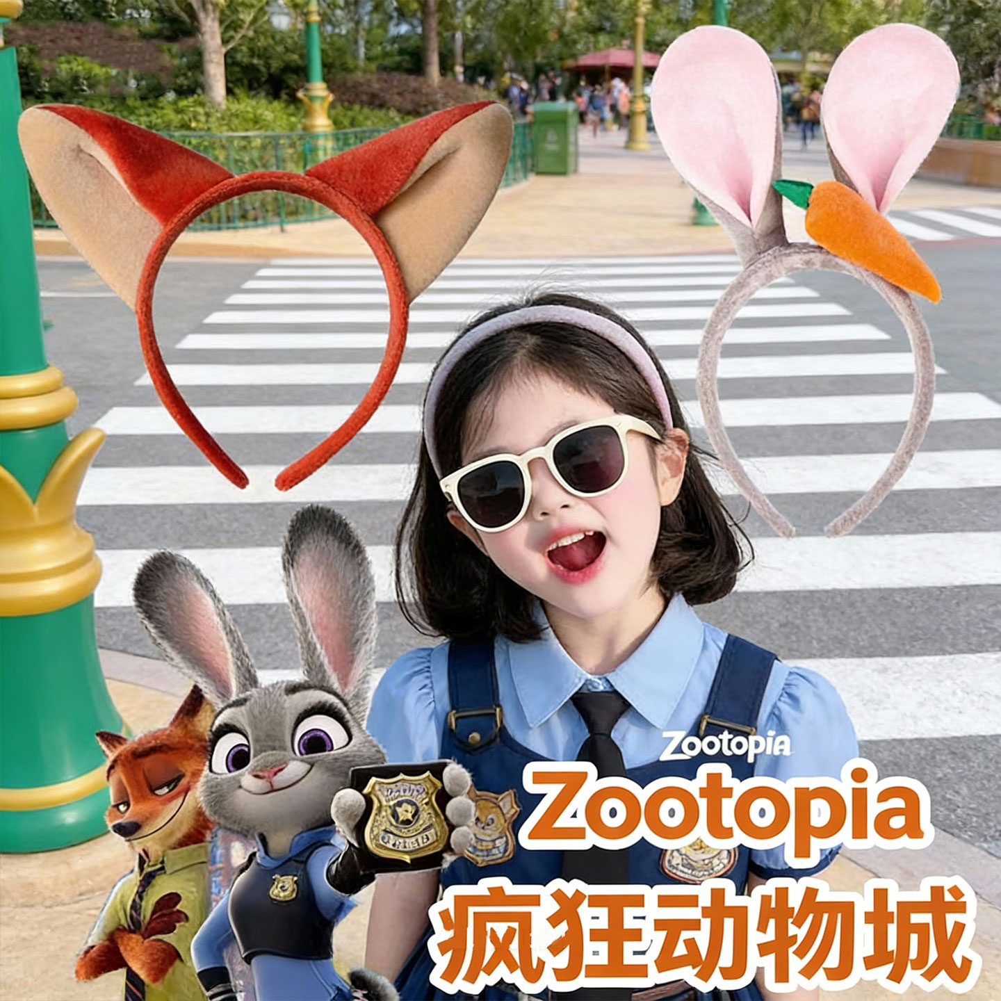 疯狂动物城发饰儿童发箍尼克朱迪发卡卡通周边头箍迪士尼外出头饰