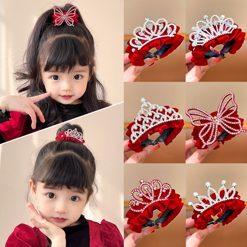 儿童新年红色皇冠头饰公主发夹女孩丸子头神器女童过年头饰马尾扣,童装/婴儿装/亲子装,发饰,淘宝优惠券,粉丝福利购,淘宝优惠卷