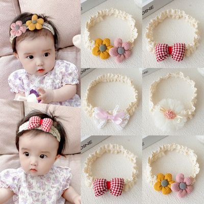 0-1岁婴幼儿发带可爱宝宝护囟门发箍女童头花周岁新生儿发饰头饰