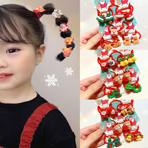 皮筋女儿童发圈圣诞节日装饰麋鹿发绳发饰小女孩扎头发的新款头绳