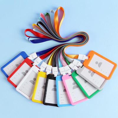 双面透明工作证挂脖卡套带挂绳员工工号牌证件套胸卡D3