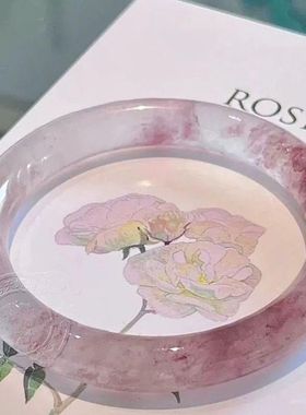 手镯紫罗兰手镯手镯细圆条冰透飘花紫罗兰色女