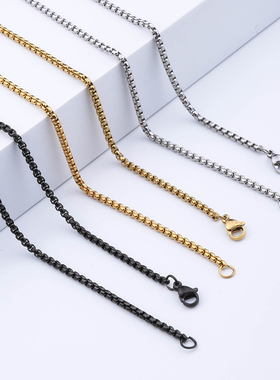 不锈钢方链无吊坠男女潮嘻哈钛钢饰品配饰链子