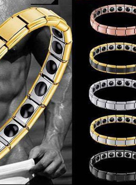 饰品男女手链时尚简约不锈钢磁石手链精致钛钢手环