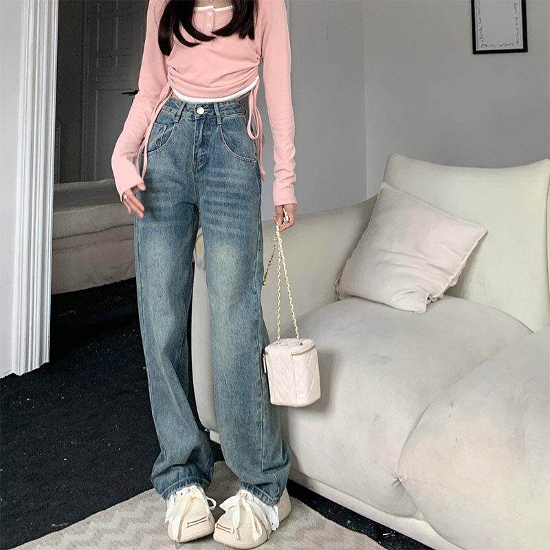 腰直筒牛仔裤2女夏薄2LRX5260X05年新款小个子美高式窄版春秋瘦阔