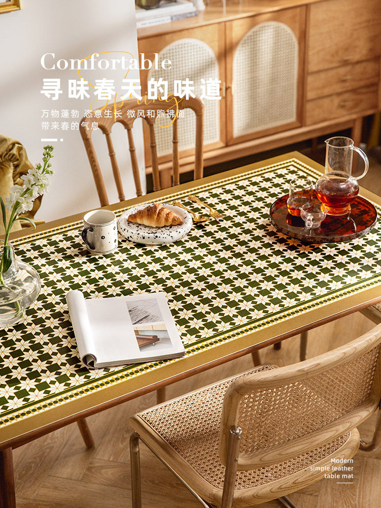 Simple and light luxury leather table mat Waterproof pvc tablecloth Waterproof and oil-proof Wash-in and anti-hot table mat High-grade sense of Nordic