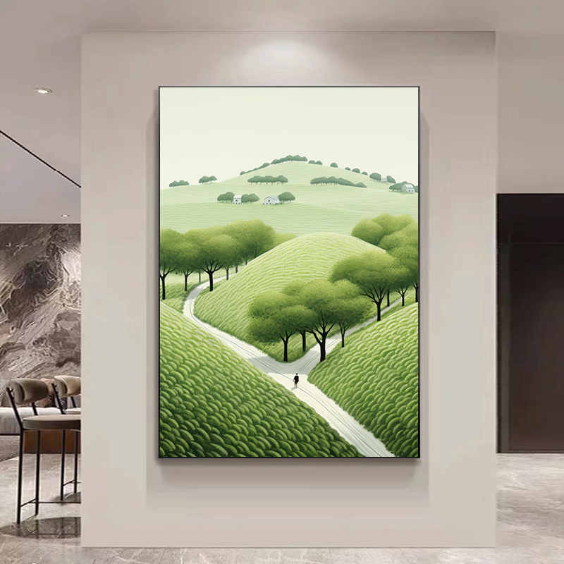 新款【绿林】玄关装饰画绿色系简约风挂画油画客厅壁画宁静独家画