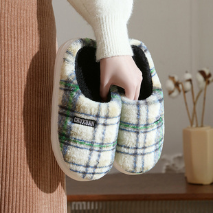 家居厚底格子款 底2025冬季 初轩EVA鞋 情侣保暖棉拖鞋 k姐推荐