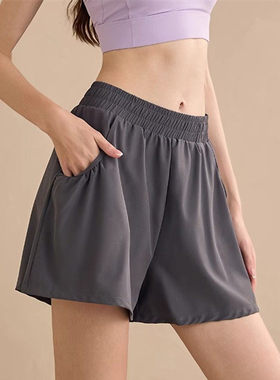 防走光马拉松跑步短裤女夏季透气速干健身房训练三分裤瑜伽运动裤