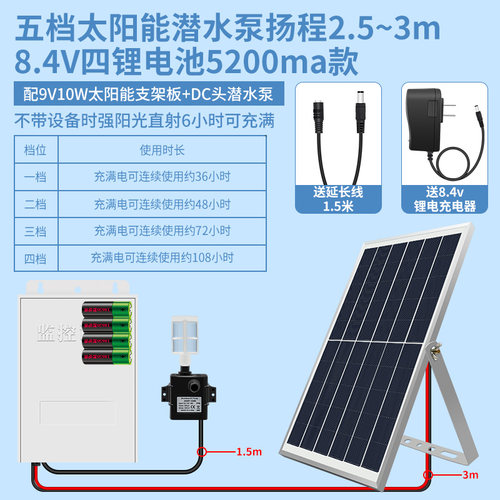 太阳能蓄电喷泉静音水泵流量假山
