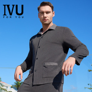 家居服上衣UL00141 长袖 安莉芳旗下IVU男士 春秋莫代尔翻领睡衣上装