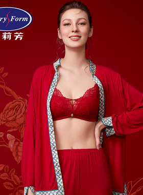 23款安莉芳莫代尔长袖女士家居服本命年红色睡衣睡裤套装EL00556