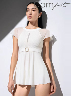 Comfit分体泳衣女带胸垫修身收腰显瘦性感A字短裙摆泳装CS00024