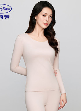 安莉芳EL00858配套秋冬女士双面德绒保暖上衣圆领无痕秋衣ED00444