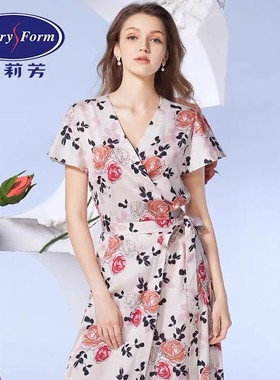 安莉芳春夏薄款玫瑰印花睡裙女蕾丝家居短裙EL00532/睡袍EL00535