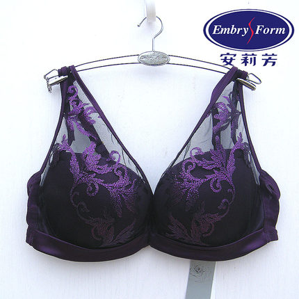 安莉芳蕾丝刺绣内衣女性小胸显大掌托杯厚杯红色聚拢文胸EB00161