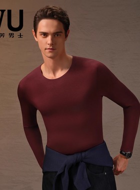 安莉芳旗下IVU25年男秋衣无痕圆领修身打底加厚保暖内衣UD00238