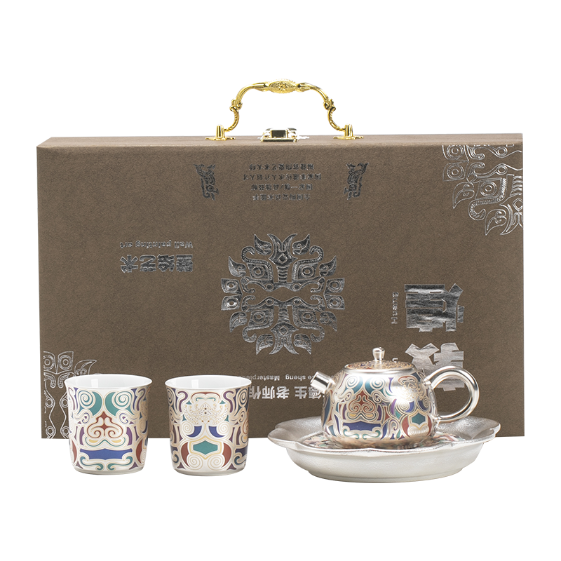 敦煌鎏銀文創(chuàng)茶具套裝送長輩禮物送老師公司商務(wù)禮品老外伴手禮