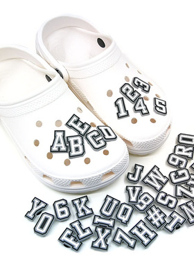 洞洞鞋鞋扣配饰 黑色白色鞋花 数字符号卡通鞋花扣装饰配件可拆卸