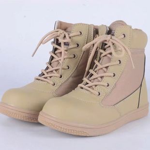 儿童马丁靴搭配迷彩服军训夏令营作战靴透气战术靴子拉链