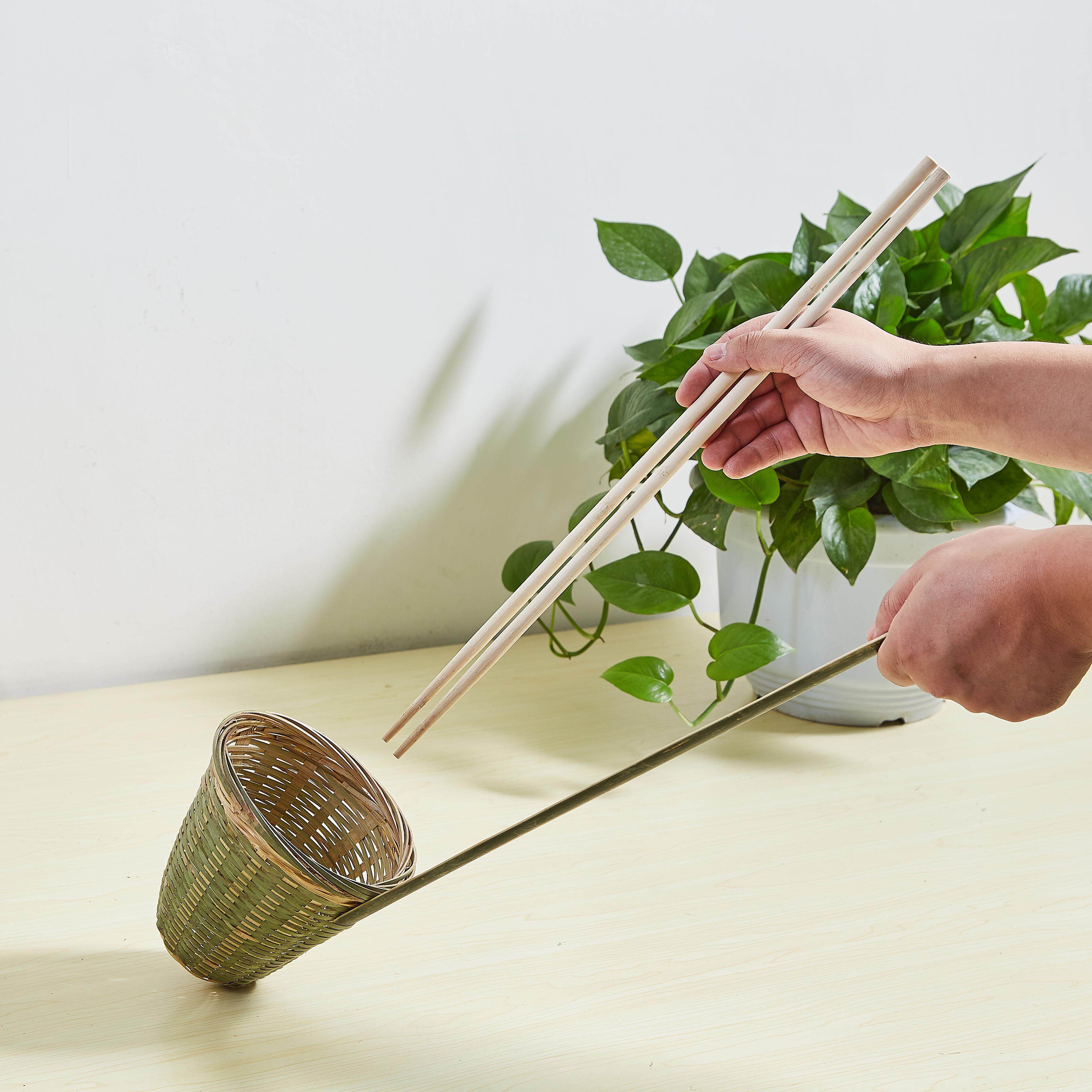 竹编竹漏勺火锅麻辣烫米粉烫勺面捞竹漏斗烫冒菜竹捞大号笊篱粉篱