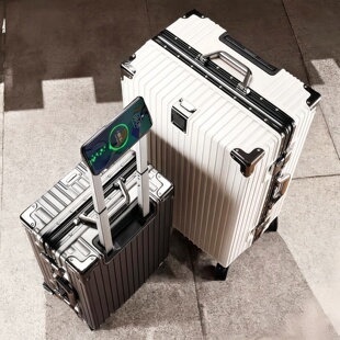 行李箱拉杆箱可坐人带支架新款旅行箱女大容量铝框登机密码箱男