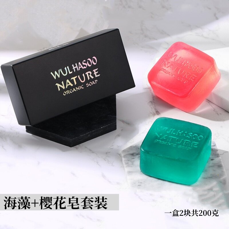 吕花绣手工皂套装200g海藻香皂樱花手工皂清洁保湿补水洁面皂