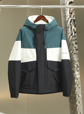 ODM公司单 绵羊毛填充 科技葫芦型绗棉 冬季男士拼色连帽棉服外套