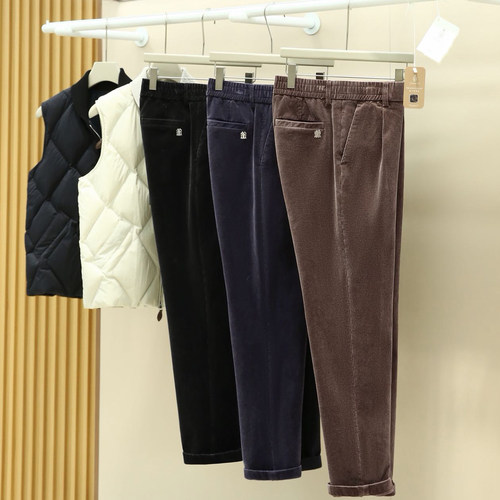 意式老钱风 進囗灯芯绒面料 重工水洗 男士英伦风高级休闲裤长裤