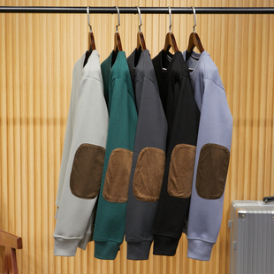 设计师款！重磅针织面料！麂皮绒补丁！冬季新款男士时尚加绒卫衣