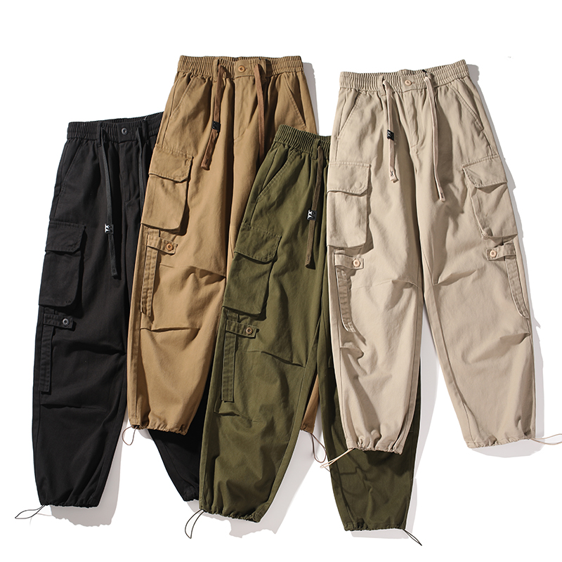 阿美咔叽！全棉纱卡！工装大口袋！秋季男士复古直筒阔腿休闲裤潮