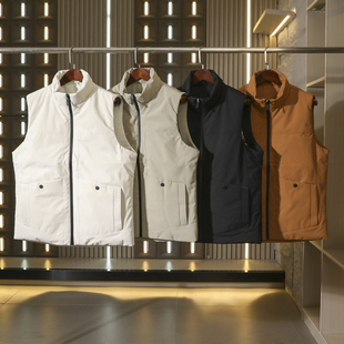 男士 线下1000 防风防泼水 热反射 秋冬连帽羽绒马甲背心 80鸭绒