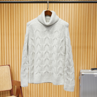 奢品级！超细美丽诺羊毛+牦牛绒！冬季男士麻花纹高领毛衣针织衫
