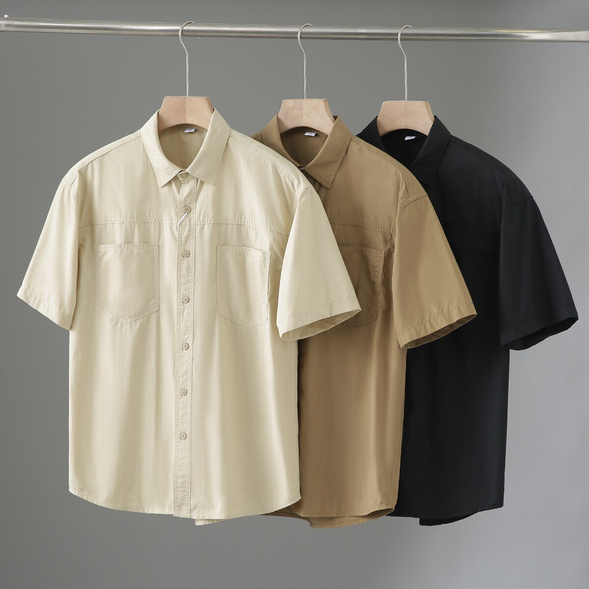 户外机能风！科技速干面料！超薄透气！夏季男士工装休闲短袖衬衫