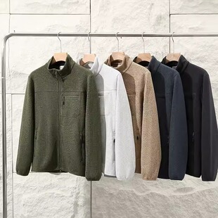 秋季 3D立体裁剪 男加厚立领针织抓绒衣外套 阳离子抓绒 高效暖绒