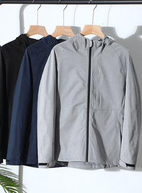 岛国TLF面料！户外防暴雨！男士时尚休闲连帽夹克防风透气冲锋衣