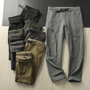 防风防泼水 蓄热暖绒 3D立裁 男士 清货 加绒休闲裤 软壳王炸