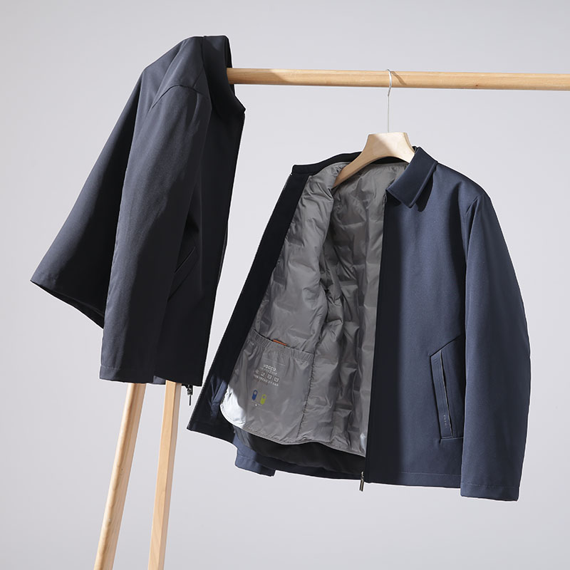 高端商务气质！高蓬松鸭绒+压胶分仓！冬季男时尚夹克翻领羽绒服