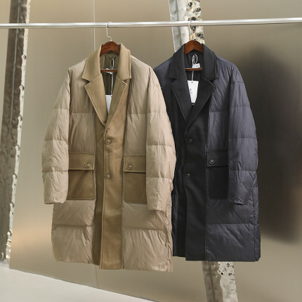反季清仓 美拉德色 原1700+ 85鸭绒 冬季男士中长款西装领羽绒服