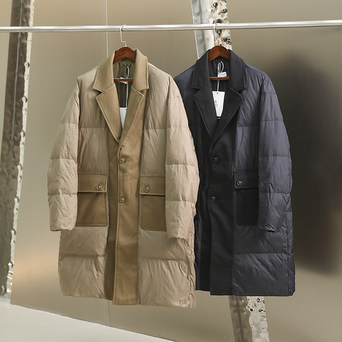 反季清仓 美拉德色 原1700+ 85鸭绒 冬季男士中长款西装领羽绒服